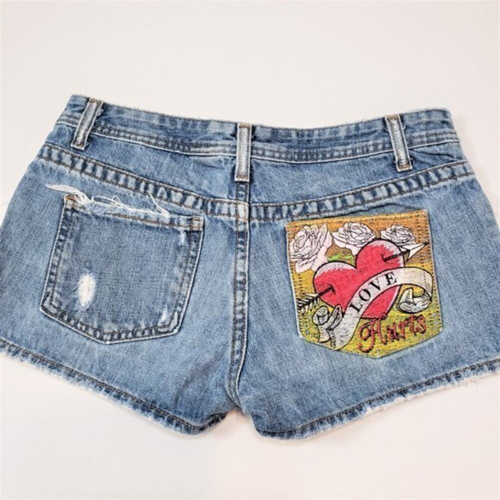 Lilu Distressed Jean Shorts "Love Hurts" Size 5